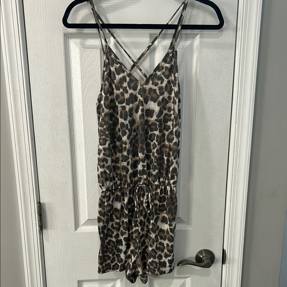 Leopard Print Strappy Romper